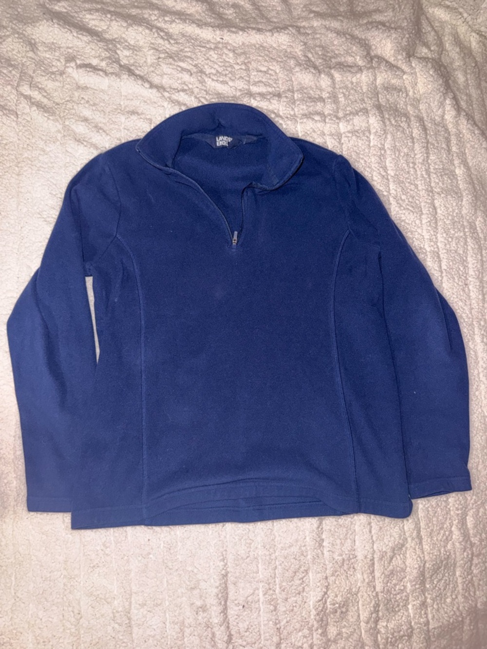 Lands' End Kid’s Deep Blue Half-Zip Fleece Pullover